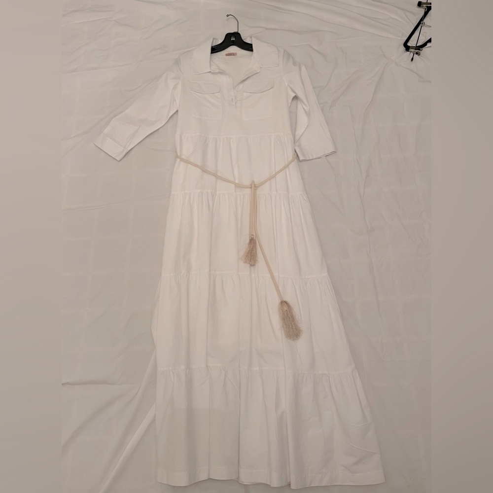 Cotton maxi dress with belt